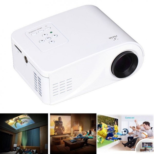 2016 Projector 80 Lumens 1080P Full HD LED Projector Contrast Ratio 1000:1 Projection with HDMI VGA AV Port Remote Contr