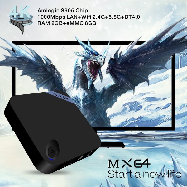 2016 hot sale MX64 Android TV Box Amlogic S905 Quad Core Android 5.1 DDR3 2 G Flash 8 G HDMI 2.0 wi fi 4 K 1080 p MX64