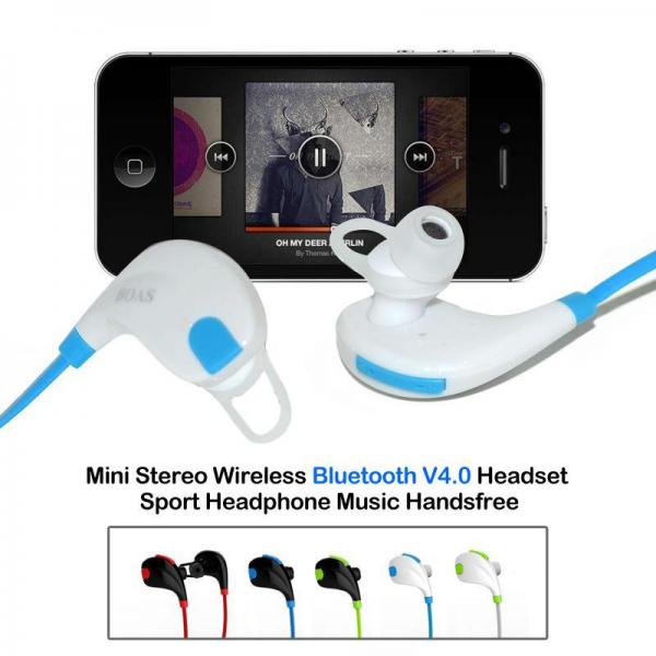 BOAS Mini Stereo Wireless Bluetooth V4.1 Headset Sport Headphone Music Handsfree,white+blue