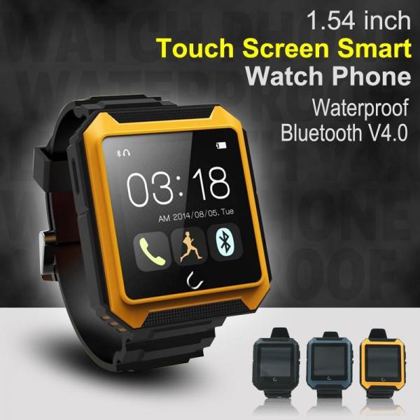 1.54 inch Touch Screen Smart Watch Phone ,waterproof bluetooth V4.0 smart phone ,black+orange
