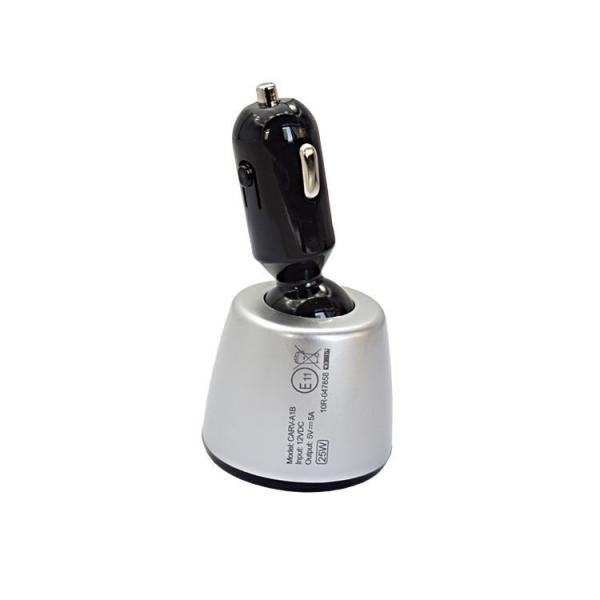 5A multi-function car charger, Rotate 360 degrees car charger with voltage current temperature ,Silver