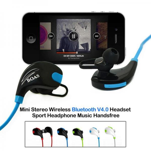 BOAS Mini Stereo Wireless Bluetooth V4.1 Headset Sport Headphone Music Handsfree,black+blue