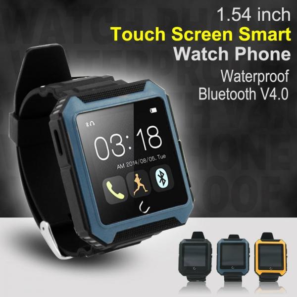 1.54 inch Touch Screen Smart Watch Phone ,waterproof bluetooth V4.0 smart phone ,black+blue