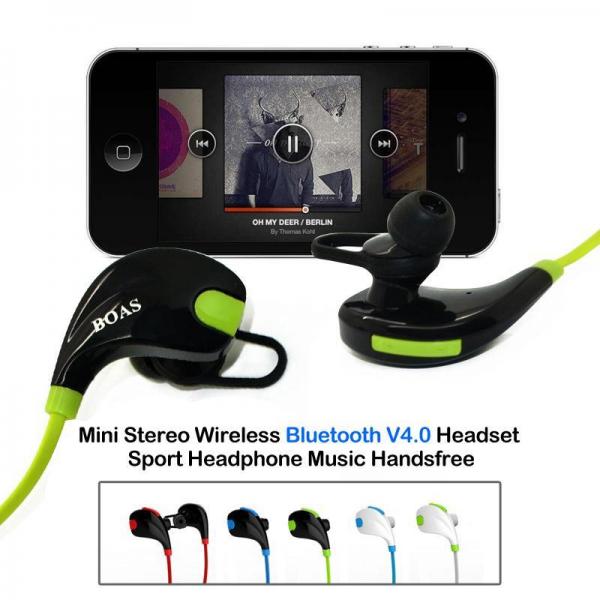 BOAS Mini Stereo Wireless Bluetooth V4.1 Headset Sport Headphone Music Handsfree,black+green