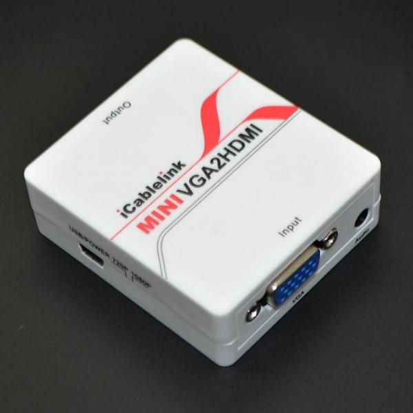 MINI VGA TO HDMI Converter 1080P white Icablelink Brand