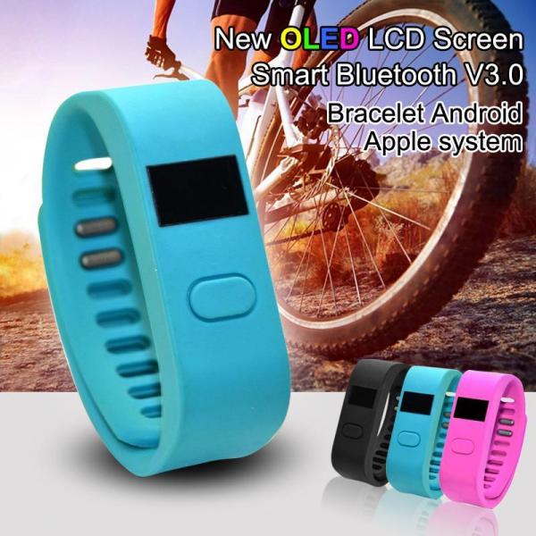 New OLED LCD Screen Smart Bluetooth V3.0 Bracelet Android + Apple system,Blue