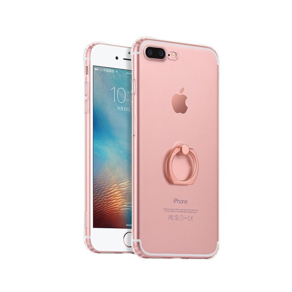 Original HOCO Clear TPU Case with Ring Holder Cover for IPhone 7 7Plus Camera Protection with Air Sac Edge Buffer(Rose gold For iPhone 7Plus)