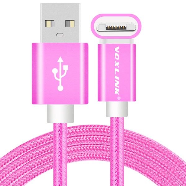 VOXLINK 2 in 1 Universal Quick charge usb cable for IOS Iphone 6 6s and android samsung S6 phone rose red 3M