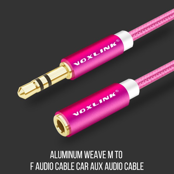 VOXLINK The new aluminum weave m to f audio cable car AUX audio cable car line 3.5MM BLACK 5M