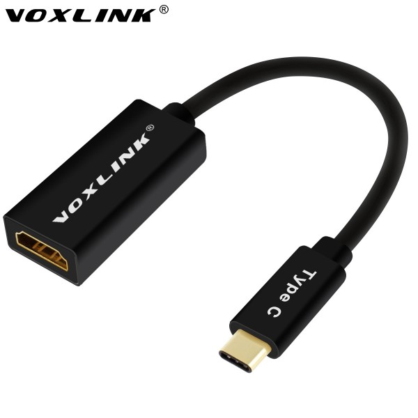 VOXLINK USB 3.1 Type C Male to HDMI Female Cable 4K Digital AV & USB OTG Adapter High Speed Charger Conventor For Macbook black