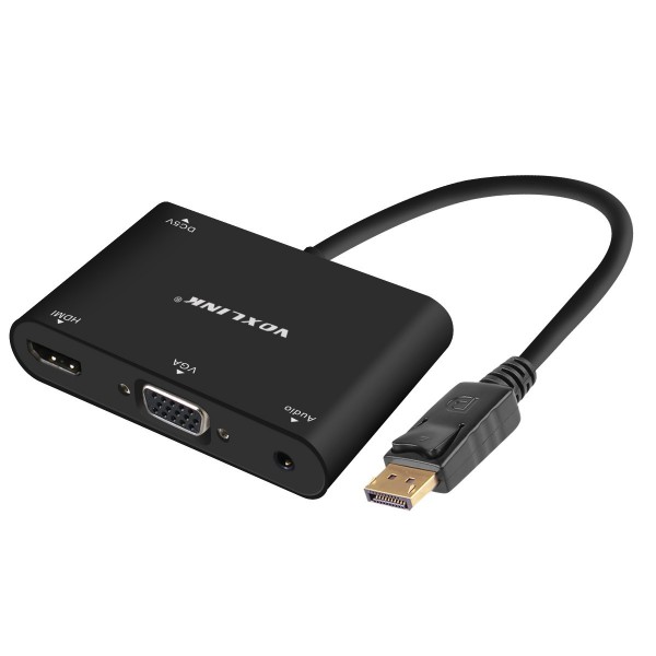 VOXLINK New big DP turn HDMI + VGA Audio 4K * 2k adapter cable DP TO HDMI / VGA HD cable black