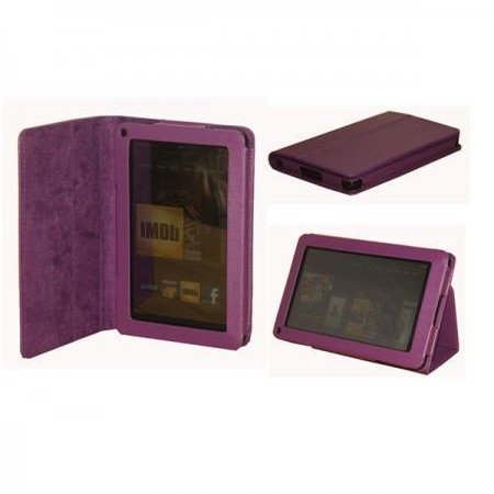 New Purple Stand Folio Pu Leather Case Cover For Amazon Kindle Fire 7' Tablet