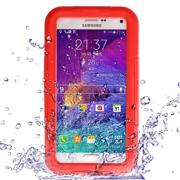 Waterproof Shockproof Dirt SnowProof Cover case with Stand Function for Note4 N9100,Red