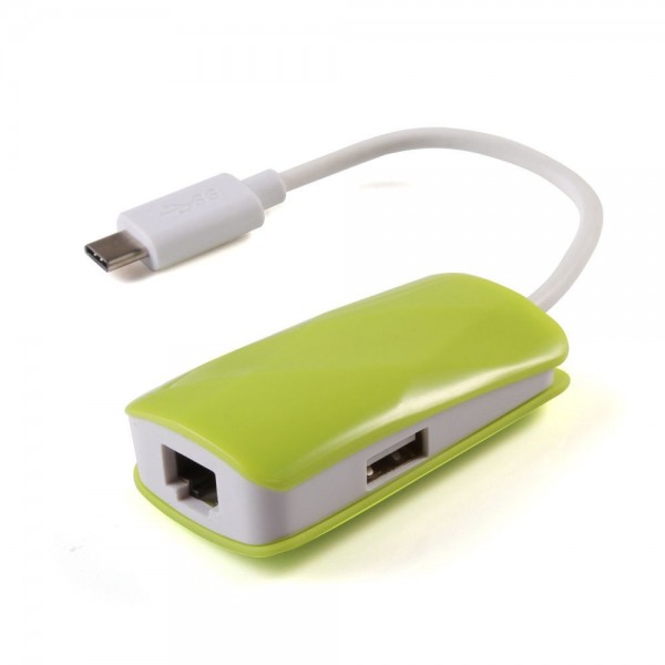 USB 3.1 Type C to Macbook RJ45 Ethernet Network+Micro USB+2-PORT 2.0 HUB Adapter,green