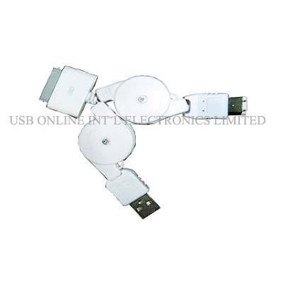 USB & Fireware Retractable Cable with iPod Dock