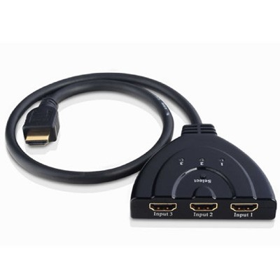 3 Port 3X1 HDMI Switch Switcher Selector 55cm Hub Cable Support 3D