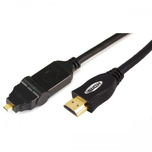 Micro HDMI male(swing type) to HDMI male cable 11-X-018