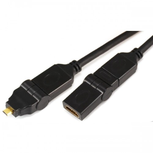 Micro HDMI male(swing type) to HDMI female(rotating 360°) cable 11-X-016
