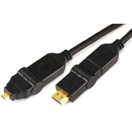 Micro HDMI male(swing type) to HDMI male(rotating 360°) cable 11-X-014