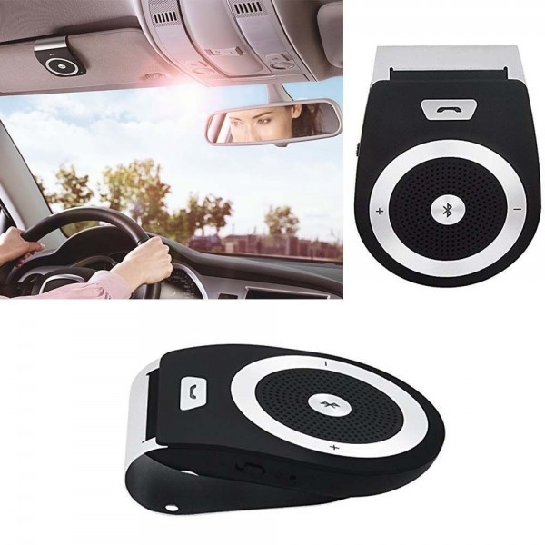 New Stereo Bass Wireless Bluetooth Car Kit Speaker Handsfree For Iphone Samsung,White