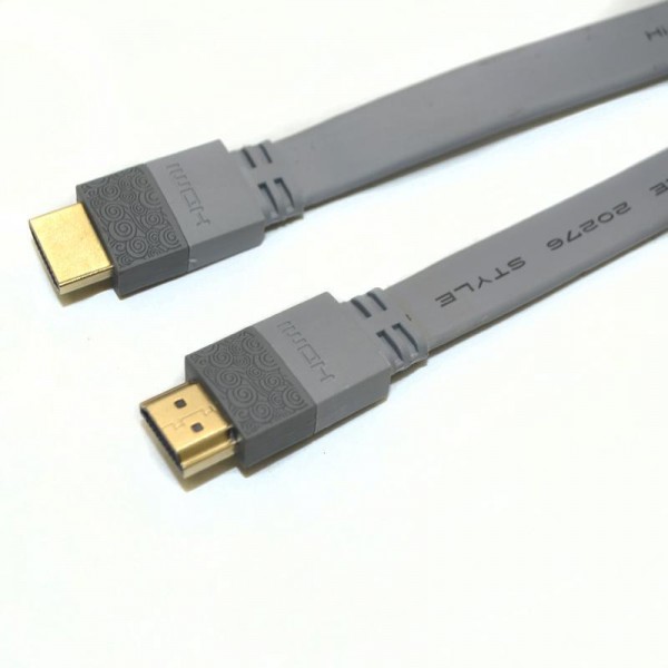 2.0V HDMI Male to Male colorful noodle cable, HDMI 2.0 Cable 1080P 4K*2K 3D Ethernet 15M,Grey