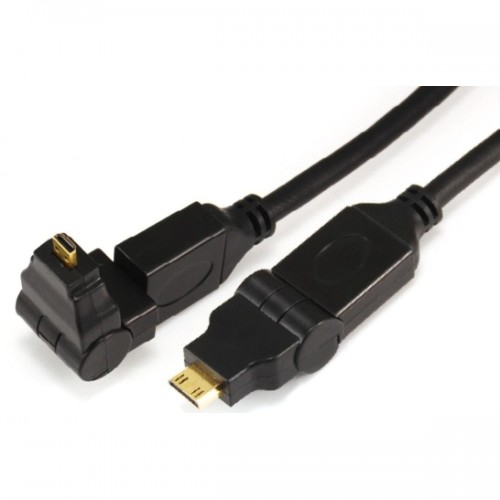 Micro HDMI male(rotating 360°) to Mini HDMI male(swing type) cable 11-X-004