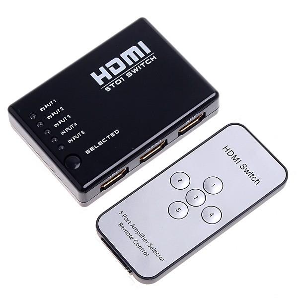 5 Port 1080P Video HDMI Switch Switcher Splitter for HDTV PS3 DVD with IR Remote