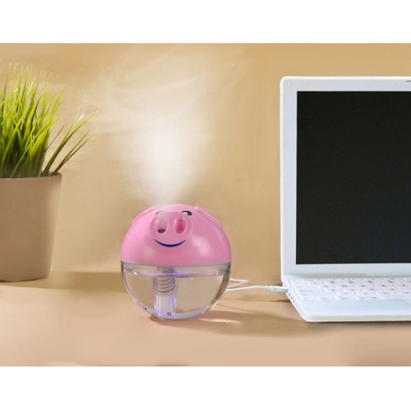 Cartoon cute Pig Portable Home Office Car USB Air Humidifier Air Diffuser, Pink