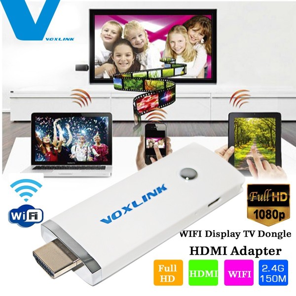 Voxlink 2.4G 150M 1080P WIFI Display TV Dongle HDMI Adapter, WHITE