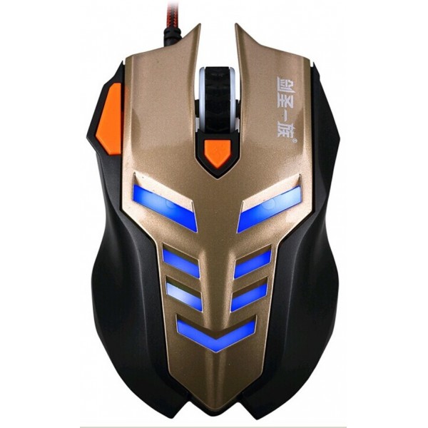 USB wired 1600DPI 5 Buttons Optical USB Gaming Mouse with colored lights,Gold