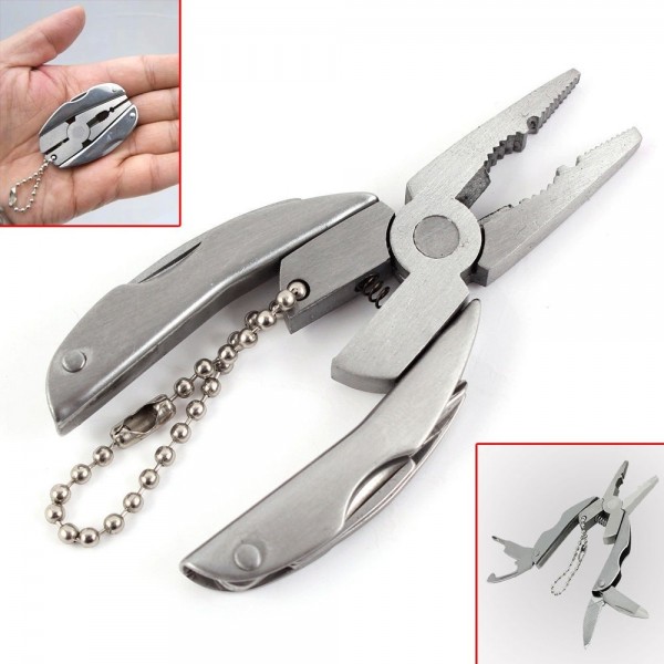 Pocket Multi Function Tools Set Mini Foldaway Keychain Pliers Knife Screwdriver
