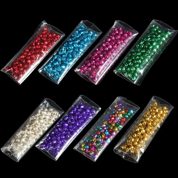 Hot Sale 100Pcs/lot Colorful Iron Loose Beads Small Jingle Bells Christmas Decoration Pendants DIY C (multi color)