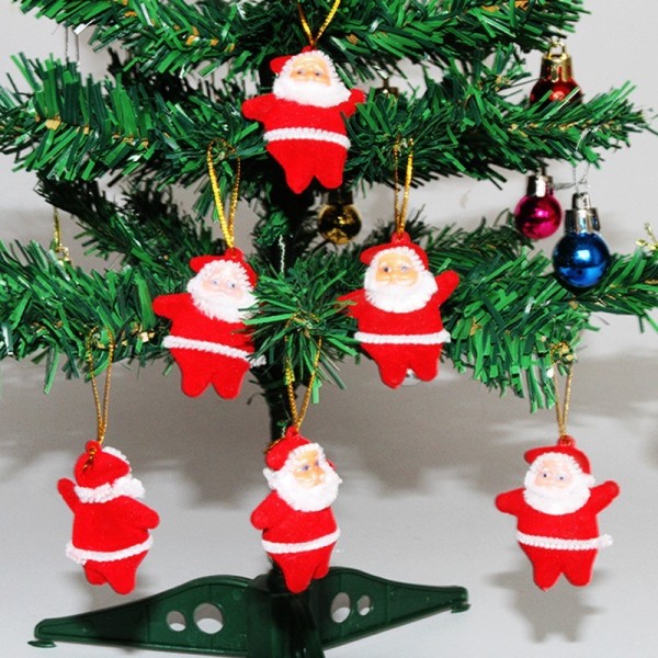 6pcs Christmas Santa Claus Ornaments Festival Party Xmas Tree Hanging Decoration-red