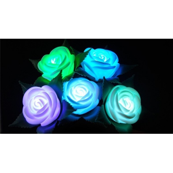 Christmas LED NightLight Love Gift lamps Rose Flower Colorful Night Light-blue