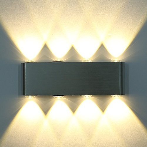 8W LED Wandleuchte 2700 Kelvin - warmweiß,8 LEDs, Modern Designerlampen, Aluminum Gebürstet, Up