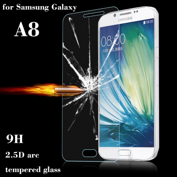 0.3 2.5D Premium Tempered Glass Front Screen Protector Film LCD Guard for Samsung Galaxy A8 ,retail box