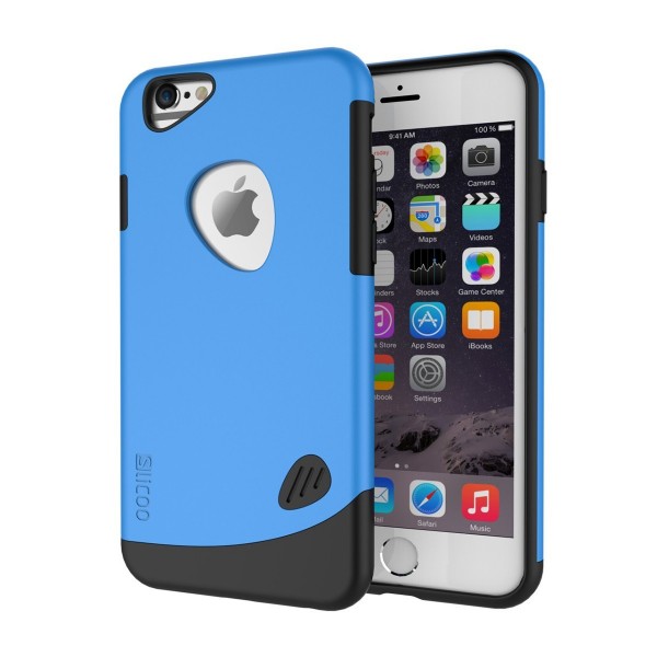 Pebble Series Dual-layer TPU Rubber Protective Skin Case Cover Protective Case for iPhone 6plus,blue