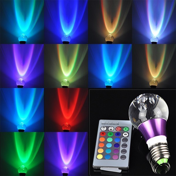 Mini RGB E27 4 Mode Crystal Rotating Magic Ball Stage Light 16 RGB Lamp LED Bulb For Party +24 key Remote Controller