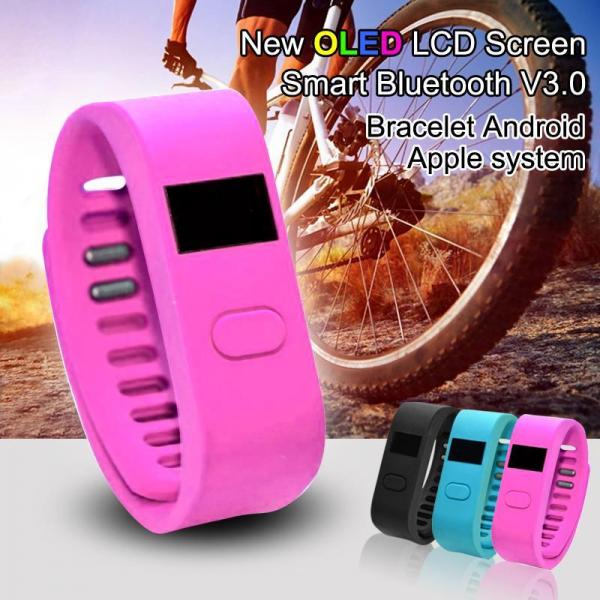New OLED LCD Screen Smart Bluetooth V3.0 Bracelet Android + Apple system,pink