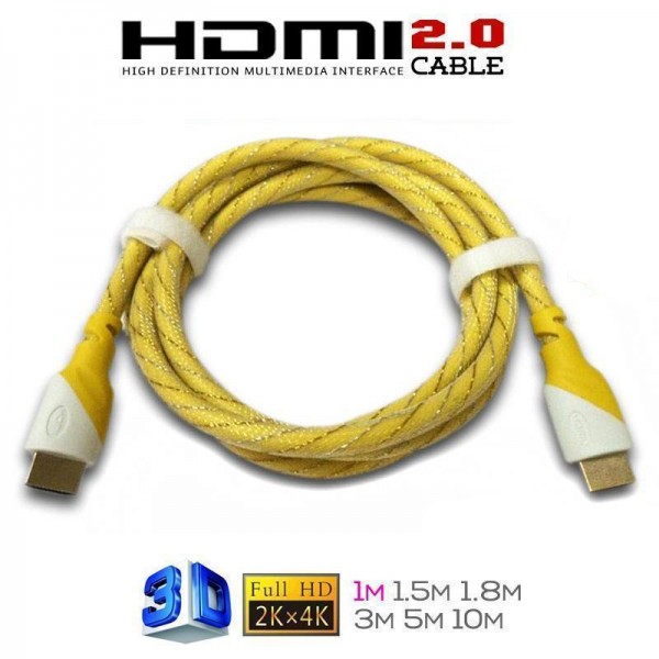 2.0V HDMI Male to Male Cable Gold Plated Nylon Net, HDMI 2.0 Cable 1080P 4K*2K 3D Ethernet 1.5M