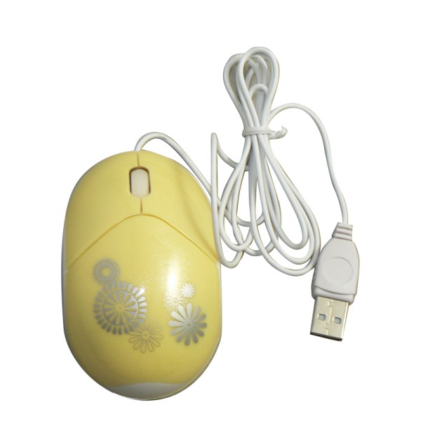 Sunflower Imprinted USB LED Optical Wired Scroll Wheel Mini Mouse Mice For PC Laptop yellow