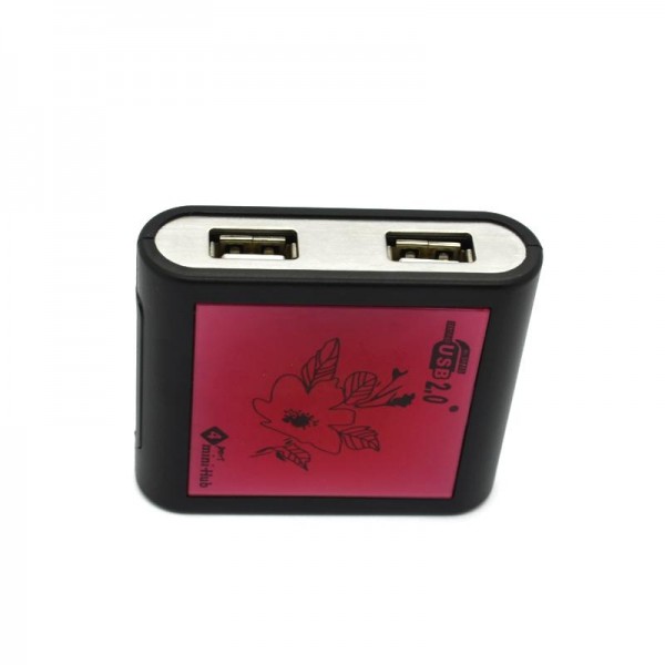 USB 2.0 4 PORT HUB rose red&black