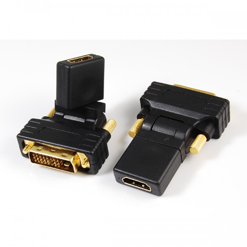 DVI(24+1)male to HDMI female adaptor,rotating 270° 10-030