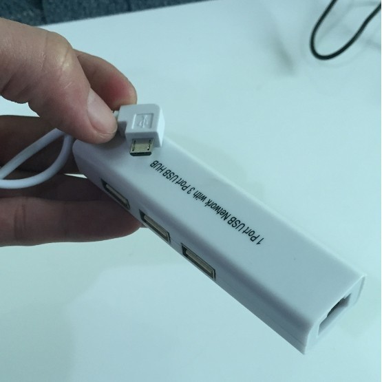 90 degrees Micro USB to Ethernet ports + 3 port USB HUB V2.0 1m