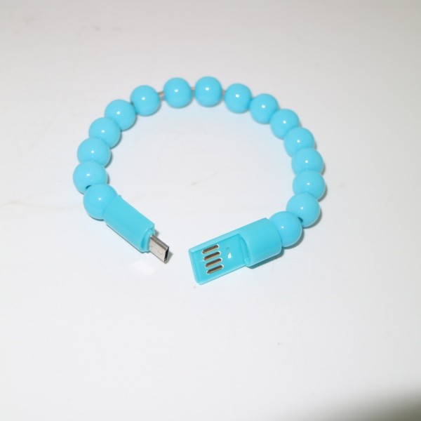 Beads Bracelet Micro USB Charger Data Sync Cable Cord for Samsung HuaweI LG HTC,blue