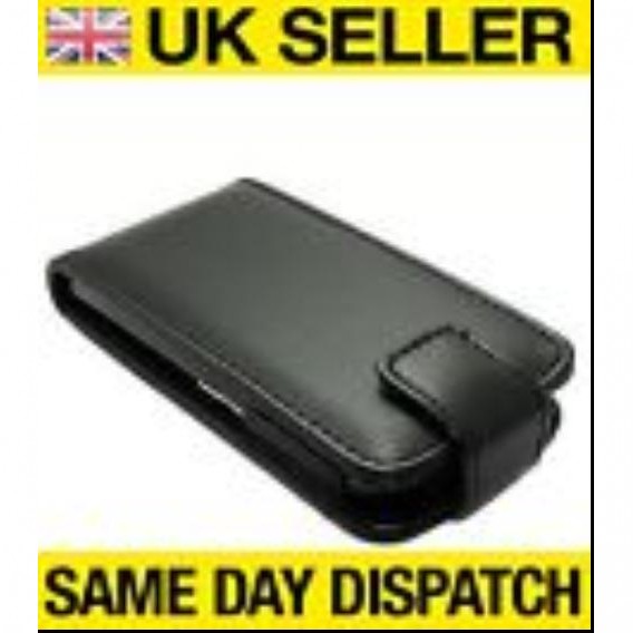 BLACK LEATHER FLIP CASE FOR SAMSUNG S5620 MONTE