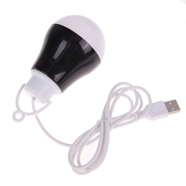 New Arrival Camping Light Portable Pure White Light 190LM 5V 5W USB Powered Bulb LED Lamp Black